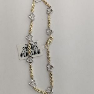 Real Natural Diamond 10kt Gold Heart Bracelet for women